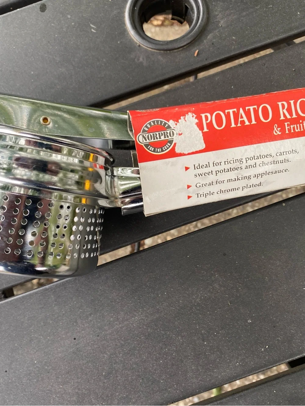 Brand New in Packaging Norpro Potato Ricer/Fruit Press Triple Chrome Plate S.S.